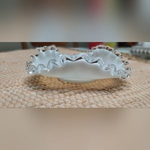 Vintage 1950s Fenton Milk Glass Candy Serving Dish